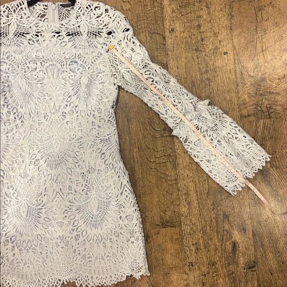 Marciano Light Blue Lace Long Sleeve Dress - Picture 16 of 16